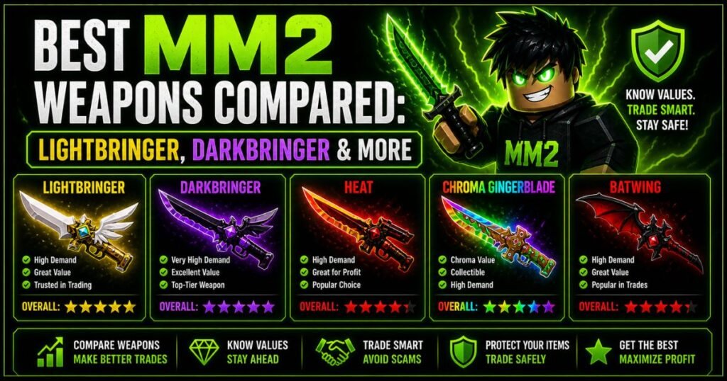 Best MM2 Weapons Compared: Lightbringer, Darkbringer & More