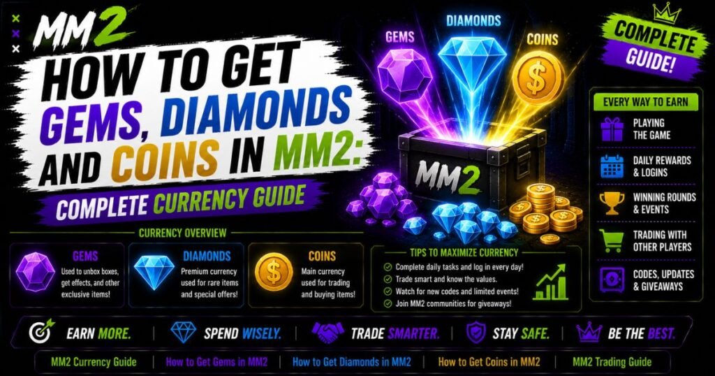 How to Get Gems, Diamonds, and Coins in MM2 How to Get Gems, Diamonds, and Coins in MM2